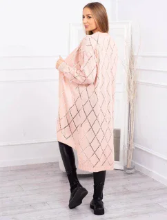 Sveter s geometrickým vzorom púdrovo ružový