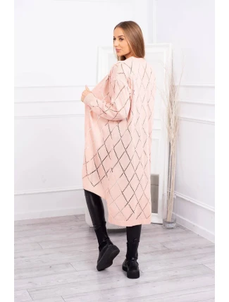 Sveter s geometrickým vzorom púdrovo ružový