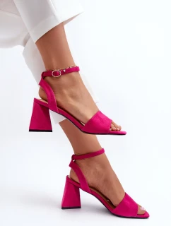 Sandały Damskie Na Obcasie Z Eko Zamszu Vinceza 17328 Fuksja