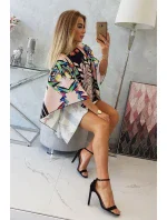 Netopierie šaty s viazaním v páse, púdrovo ružové