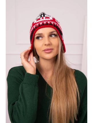 Dámska čiapka Maryla K406 červená+biela+čierna