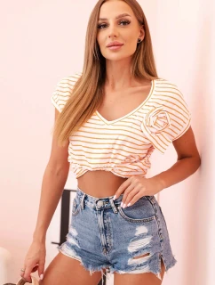 Dámska bavlnená oranžová košeľa s výstrihom do V