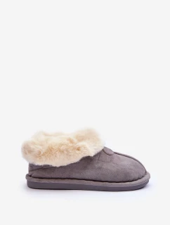 Papcie Damskie Z Futerkiem Szare Lanoze