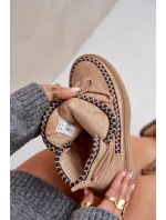 Śniegowce Damskie Z Haftem Na Platformie Brązowe Naleris