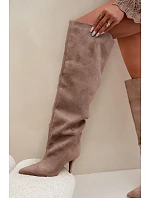 Dámske čižmy na podpätku Khaki Corly Dámske čižmy na podpätku Khaki Corly