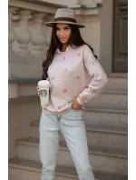 Oranžová dámska bavlnená mikina s bodkami (784)