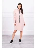 Šaty s kravatou tmavo púdrovo ružové