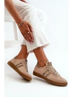 Zazoo N1068 Zamszowe Niskie Sneakersy Damskie Beżowe