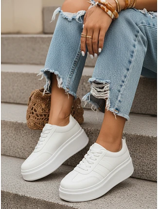 Dámske kožené tenisky ZY1376 white - Fashionstreet Dámske kožené tenisky ZY1376 white - Fashionstreet