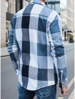 Pánska modrá kockovaná flanelová košeľa FashionStreet DX2676 Pánska modrá kockovaná flanelová košeľa FashionStreet DX2676