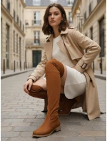 Dámske semišové čižmy nad kolená camel FashionStreet ZY1336