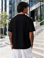 Pánske bavlnené tričko nadrozmernej veľkosti s čiernou potlačou FashionStreet NX1023R