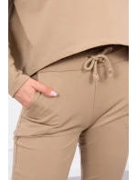 Súprava s oversize blúzkou camel