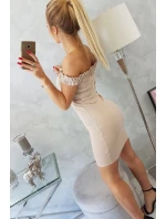 Španielske šaty s volánikmi béžovej
