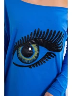 Blúzka s potlačou a dlhším chrbtom, nevädza modrá Blúzka s potlačou a dlhším chrbtom, nevädza modrá