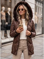 Dámska zimná prešívaná bunda LOVEINSIDE s kožušinou, hnedá, FashionStreet TY5052 Dámska zimná prešívaná bunda LOVEINSIDE s kožušinou, hnedá, FashionStreet TY5052