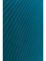 LARA - Dámske rebrované šaty v morskej farbe so sťahovacími lemami na rukávoch 399-1