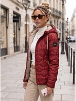 Dámska prešívaná prechodná bunda s kapucňou, bordová, FashionStreet TY5885 Dámska prešívaná prechodná bunda s kapucňou, bordová, FashionStreet TY5885