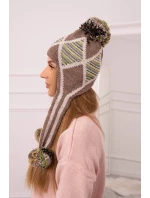 Dámska klapka na uši Eunika K322 cappuccino+beige Dámska klapka na uši Eunika K322 cappuccino+beige