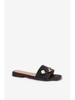 Klapki Damskie Na Płaskim Obcasie Z Kokardą Czarne Sallariela