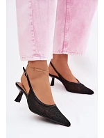 Síťové Sandály na Tenko Podpatku Černé Calora