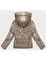 Béžová krátka dámska prešívaná bunda (B8185-12) Béžová krátka dámska prešívaná bunda (B8185-12)