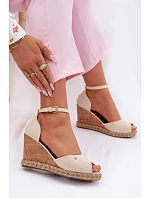 Dámske sandále na platforme s úpletom Wrangler 20261086.06V light beige Dámske sandále na platforme s úpletom Wrangler 20261086.06V light beige
