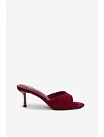 Sandály z imitace semiše na podpatku bordové Melissea