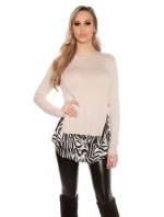 Dámsky sveter tunika 2v1 6544 Tmavomodrá s ecru - Koucla Dámsky sveter tunika 2v1 6544 Tmavomodrá s ecru - Koucla