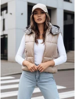 Dámska prešívaná vesta OSHE béžová FashionStreet TY3703 Dámska prešívaná vesta OSHE béžová FashionStreet TY3703
