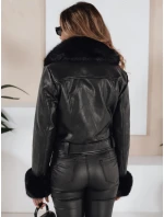 Dámska kožená bunda s kožušinou čierna FashionStreet TY5212 Dámska kožená bunda s kožušinou čierna FashionStreet TY5212