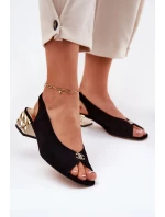 Zamszowe Eleganckie Sandały Damskie CheBello 4724 Czarne