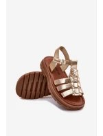 Dziewczęce Sandałki Z Ozdobnym Detalem Złote Serina