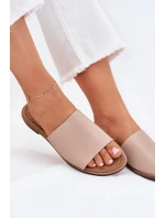 Dámske papuče z hladkej kože Beige Cerise