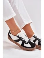 Sneakesy Damskie Na Platformie Biało-Czarne Sivirae
