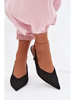 Dámské sandály z síťovaného materiálu na jehlovém podpatku Černé Emiliana