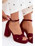 Dámské sandály na podpatku z imitace semiše bordové Rosetta