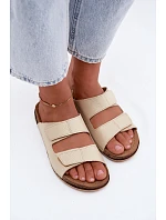 Dámske kožené papuče Inblu AA0005GU Light beige