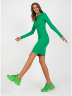 Zelené priliehavé základné pruhované šaty