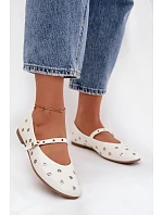 Dámske baleríny 21-41 bielo-strieborné - Diamantique