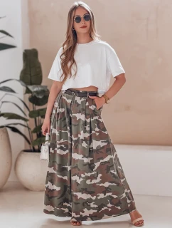 FLOWES tmavozelená moro nohavicová sukňa s opaskom FashionStreet UY2561