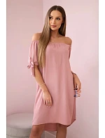 Šaty zviazané na rukávoch tmavá púdrová ružová