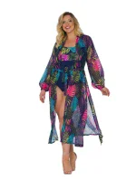 Dámske pareo 14 D81SZ-44 čierne s listami - Self