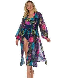 Dámske pareo 14 D81SZ-44 čierne s listami - Self