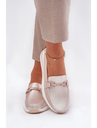 Skórzane Mokasyny Damskie S.Barski GR51-598 Perłowy Róż