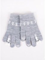 Dievčenské päťprsté dotykové rukavice Yoclub RED-0075G-AA5F-001 Grey