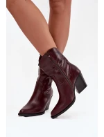 Dámske členkové topánky na podpätku D8271 Burgundy - Sweet Shoes