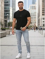 Pánske bavlnené tričko s motívom mačky čierne FashionStreet NX5102R