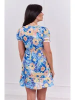 Kvetinové šaty s výstrihom do V modrej