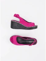 Dámske sandále na podpätku FL1628 Fuchsia - GOODIN Dámske sandále na podpätku FL1628 Fuchsia - GOODIN